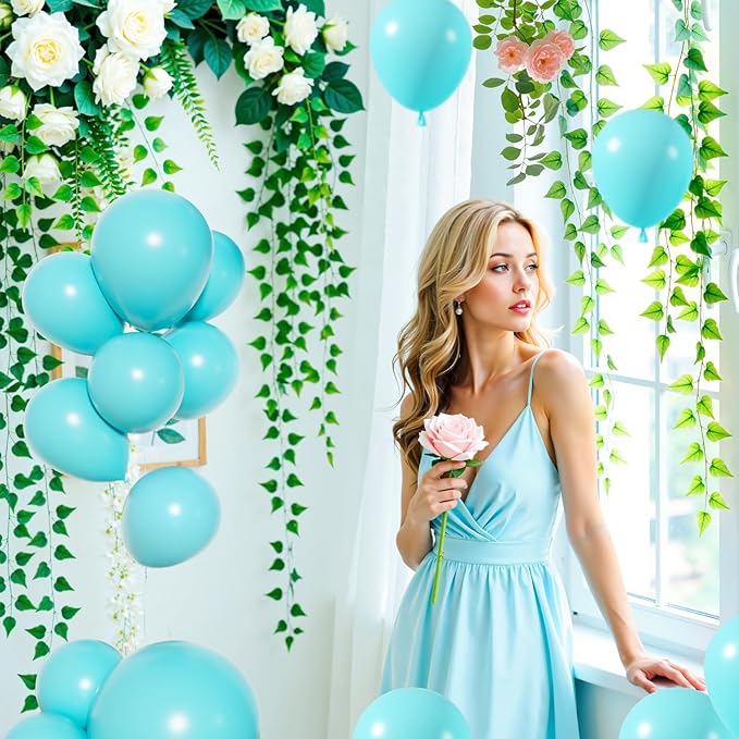 Amandir 153pcs Teal Balloons Arch Garland Kit Different Sizes 18 12 10 5 Inch Turquoise Dark Teal Blue Aqua Latex Balloon for Birthday Wedding Gender Reveal Engagements Mermaid Pool Party Decorations