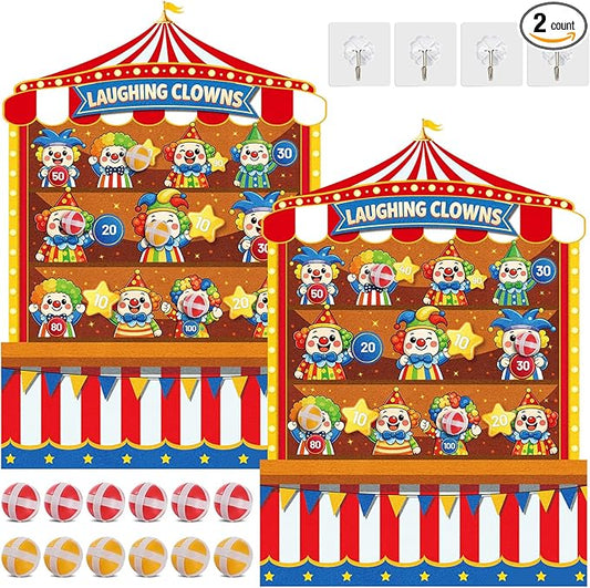 2 Pcs Dart Board with 12 Sticky Balls Theme Party Decorations Felt Cloth Toss Game for Family Games Birthday Party Outdoor Indoor Supplies(16.5 x 23.6 inches)