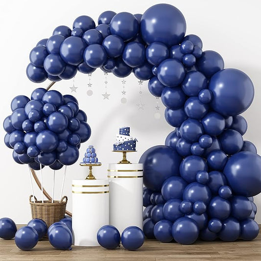 RUBFAC Graduation Balloons 129pcs, Navy Blue Balloon Different Sizes 18 12 10 5 Inch, Garland Arch Kit for Birthday Party Baby Shower Wedding Sports Holiday Decoration
