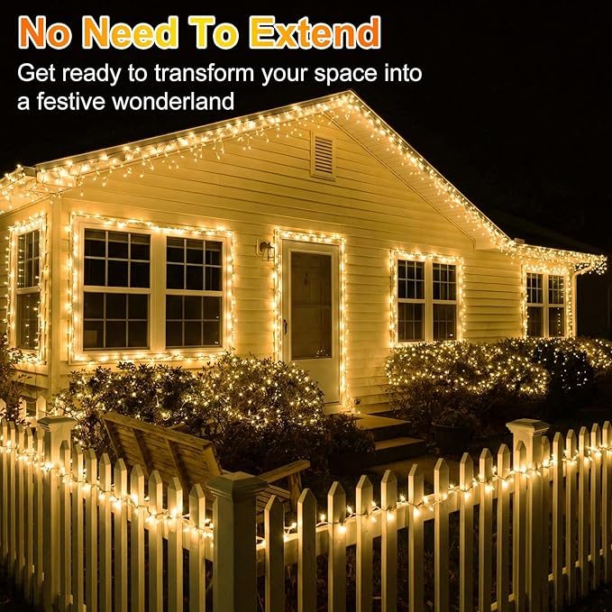 350LED Christmas Lights Indoor Outdoor, 90ft 12 Modes Warm White LED String Lights with Timer Dimmable, Waterproof Tree Lights for Xmas Patio Yard Fence Bedroom Wedding Garden Decor Warm White
