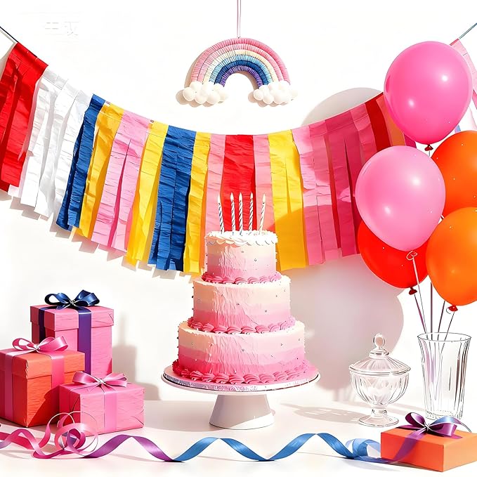 Blue Red Yellow Crepe Paper Streamers 8 Rolls 32ft Blue Paw Birthday Party Supplies Baby Shower Wedding Decorations(1.77inx32ft)