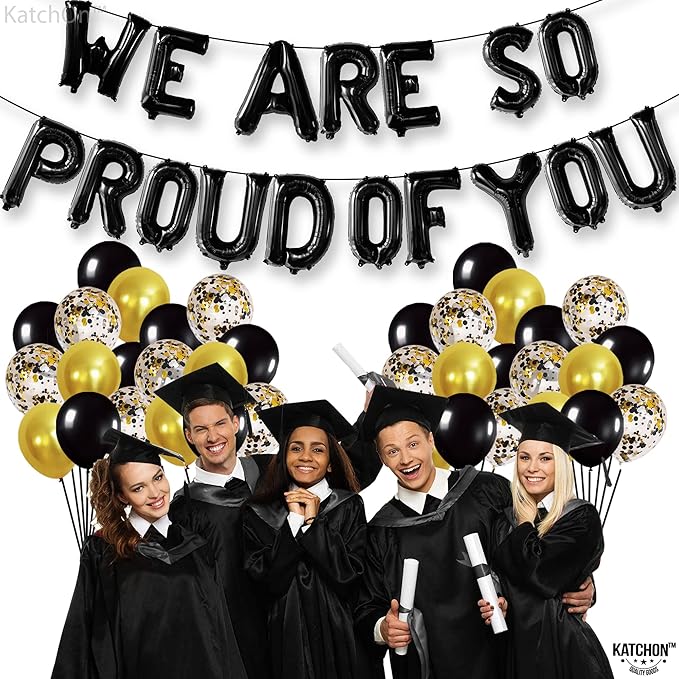 KatchOn, Black We Are So Proud of You Balloons - 16 Inch, Pack of 16 | Proud Of You Balloon for Graduation Decorations 2026, Graduation Balloons, 2026 Graduation Decorations