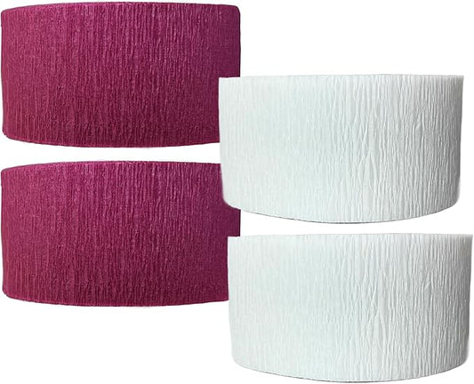 Maroon and White Crepe Paper Streamers, Made in USA