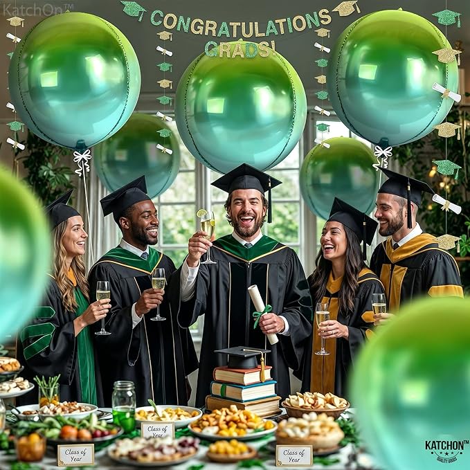 KatchOn, Green Balloons - 22 Inch, Pack of 6 | Green Foil Balloons for Green Graduation Decorations 2026, Jungle Party Decor | Dinosaur Party Balloons for Tropical Party Decorations, Birthday Decor