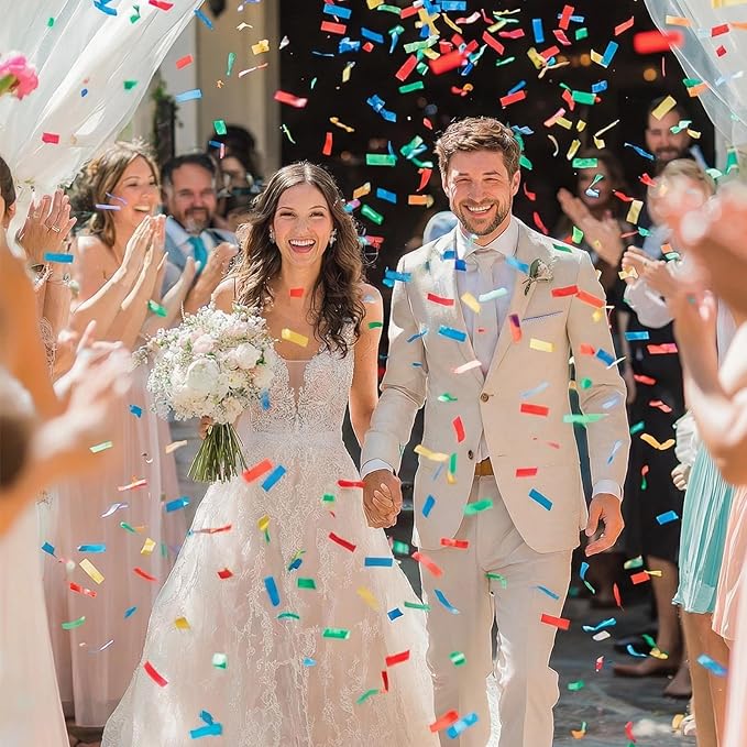 1.2LBS Confetti, Multicolor Biodegradable Confetti - Rectangular Fluttering Tissue Paper Confetti for Cannon and Launcher use – Parties, Concerts and Weddings for Events (Dopamine color)
