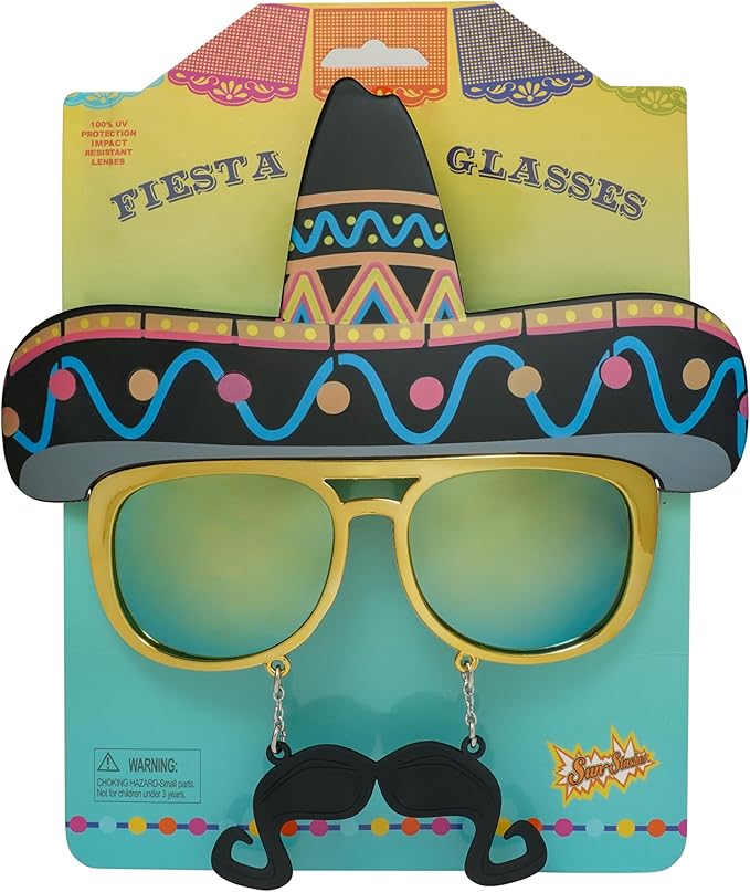 Sun-Staches Fiesta Fun Sombrero Sunglasses | Photo Booth | Party Attire or Party Favor | One Size Fits Most