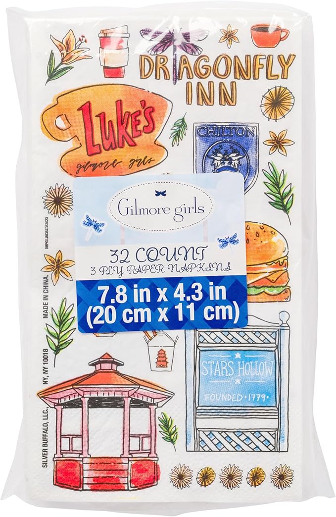 Silver Buffalo Gilmore Girls Featuring Dragonfly Inn, Chilton, Stars Hollow, and Luke’s Diner 32 Pack Party Paper Napkins