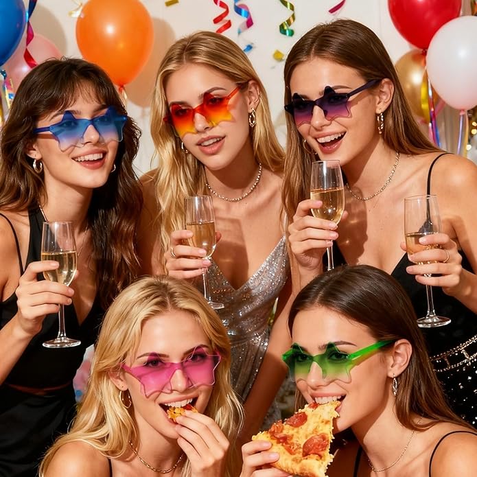 9 Pack Star Sunglasses, Colorful Rimless Star Shaped Glasses, Unisex Party Favors Supplies for Beach, Pool, Outdoors