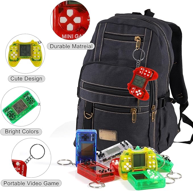 24Pcs Video Game Party Favors, Mini Game Keychain Arcade Party Favors for Kids,Birthday Supplies Gaming Classroom Prizes for Boys and Girls