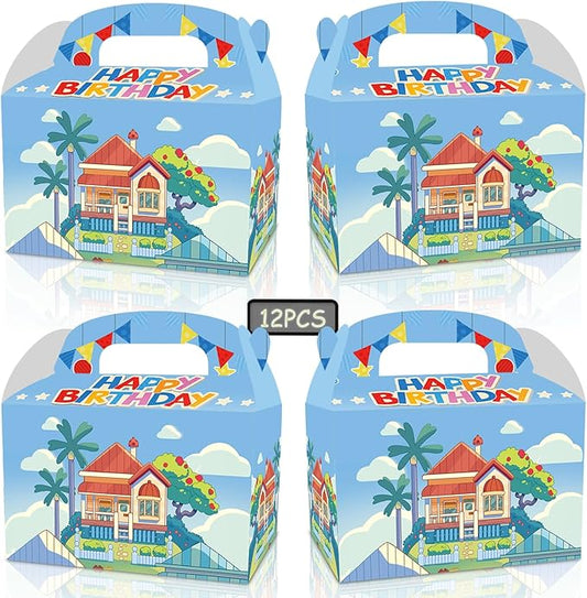 12 PCS Blue Dog Birthday Party Supplies,Cartoon Blue Party Decorations bags, candy boxes,Dog Birthday Party Decorations