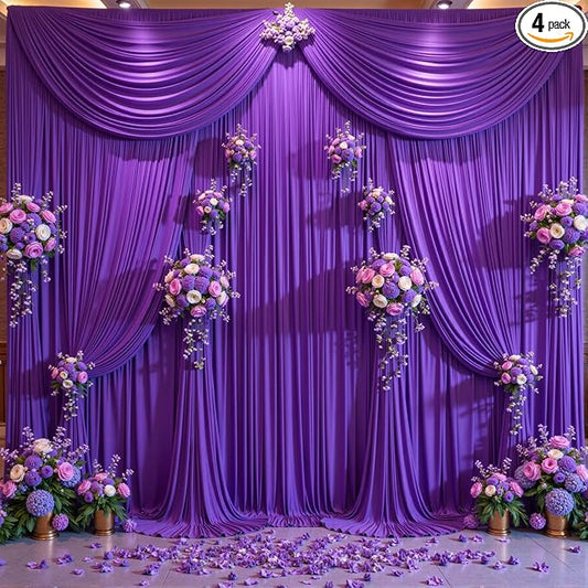 20ft x 10ft Wrinkle Free Purple Wedding Backdrop Curtains for Party Bridal Shower Reception Decorations Purple Fabric Curtain Backdrops Drapes for Photography Baby Shower Birthday Background