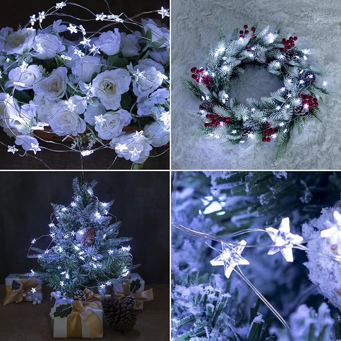 6 Packs 6.6ft 20 LEDs Star Fairy Lights Battery Operated,Mini Star String Lights,Waterproof Twinkle Starry Light for DIY Bottle Table Christmas Ramadan Wedding Halloween Decor,Cool White