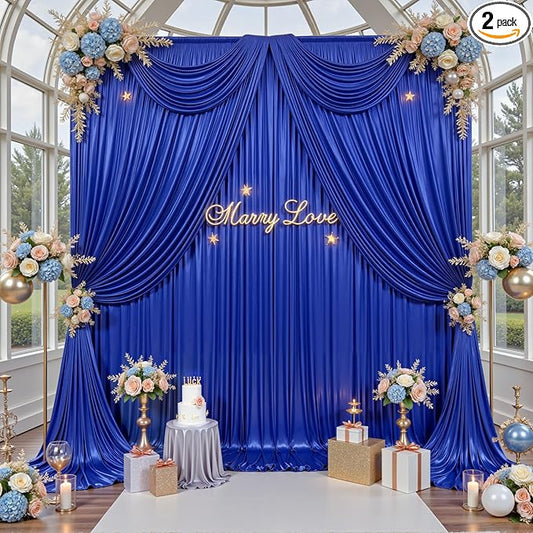 10x12FT Royal Blue Sequin Backdrop Curtain -2 Panels 5x12FT Wrinkle Free Shimmer Back Drop Cloth, Glitter Backdrop Drapes for Memorial Day, Photography, Birthday, Wedding, Graduation Background