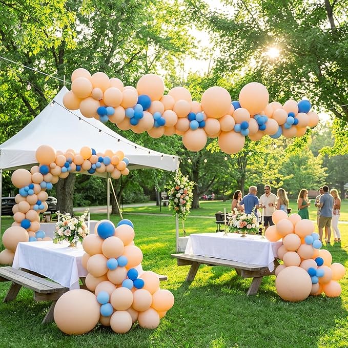 RUBFAC 135pcs Nude Balloons, Latex Boho Beige Apricot Balloon Different Sizes 18 12 10 5 Inch for Garland Arch Wedding Baby Shower Gender Reveal Anniversary Birthday Party Decorations