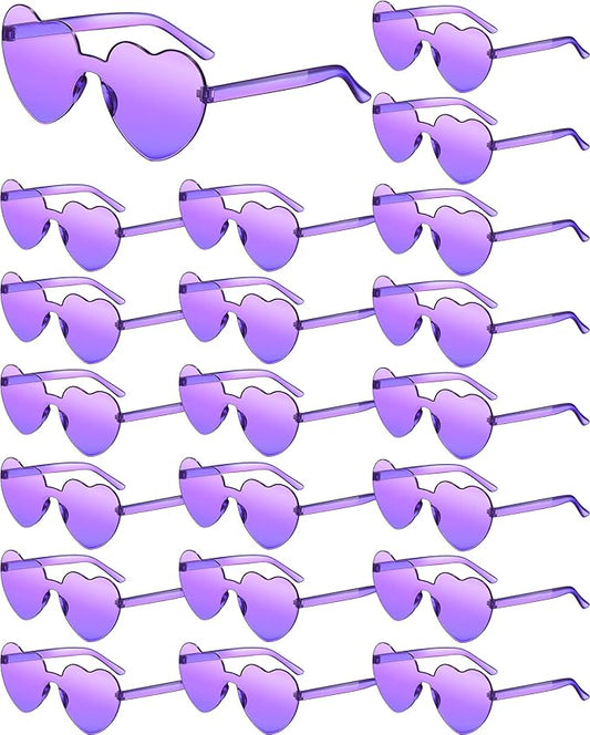 Frienda 20 Pairs Heart Shaped Sunglasses Rimless Candy Color Glasses for Women Men Party Favor