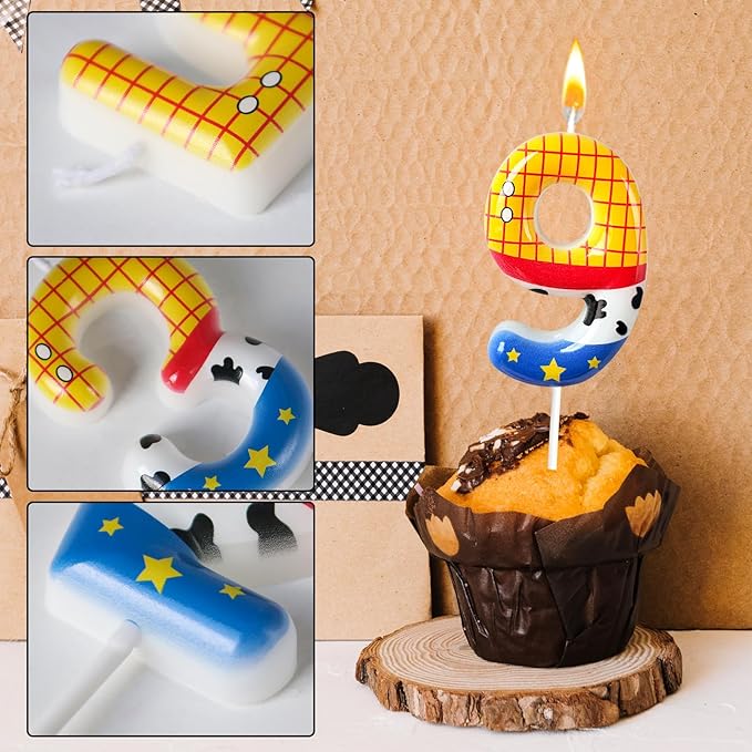Toys Inspired Game Birthday Number Candles, Cartoon Story Number Candles, Cartoon Cake Decorations, Birthday Decoration Supplies, Suitable for Boys and Girls Party Celebrations (9)