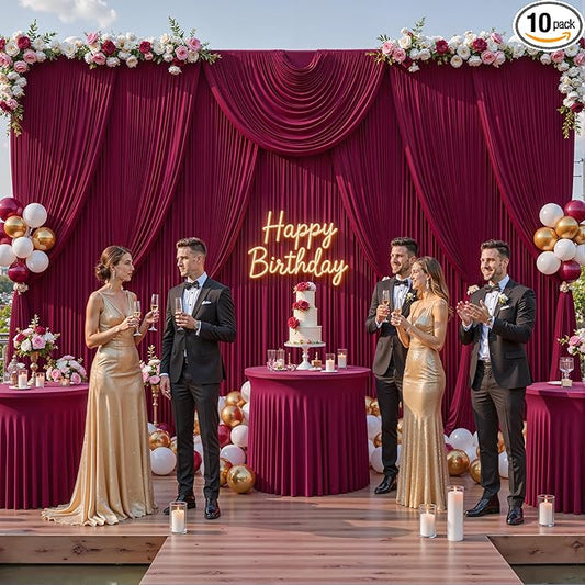 50ft x 10ft Wrinkle Free Burgundy Wedding Backdrop Curtains for Party Bridal Shower Reception Decorations Burgundy Fabric Curtain Backdrops Drapes for Photography Baby Shower Birthday Background