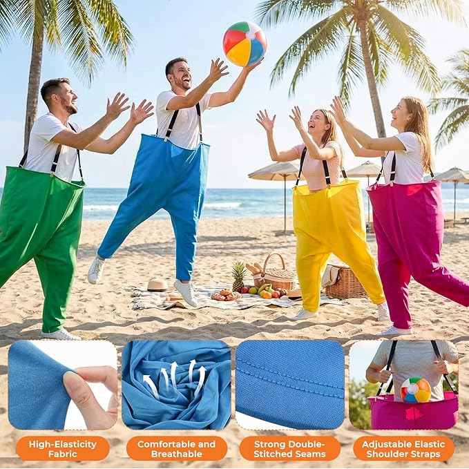 4 Pack Granny Pants Yard Game Set, Giant Yard Games with 20 Bouncy Balls, 4 Suspenders, Pumps & Flags, Funny & Outdoor Games for Adults and Family, Huge Backyard Games for Lawn, Camping & Party Games
