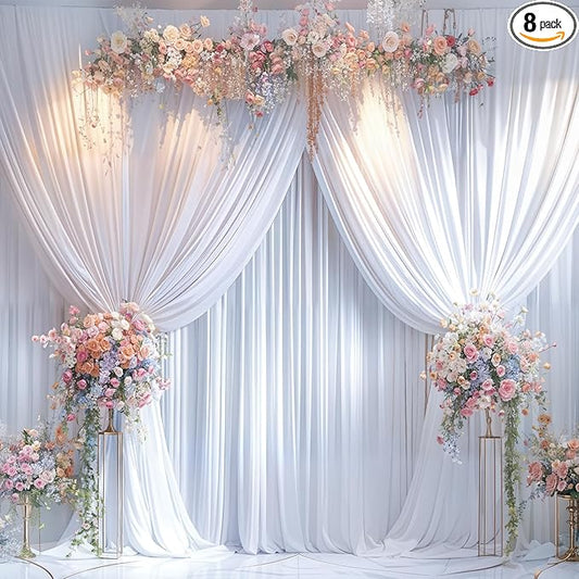 40ft x 10ft Wrinkle Free White Wedding Backdrop Curtains for Party Bridal Shower Reception Decorations White Fabric Curtain Backdrops Drapes for Photography Baby Shower Birthday Background