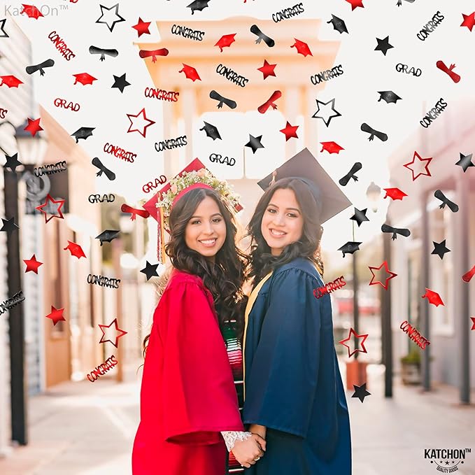 Graduation Decorations 2026 | Red and Black Graduation Confetti 2026 - Pack of 1300 | Graduation Confetti class of 2026 | 2026 Confetti Graduation | 2026 Graduation Table Decorations, KatchOn