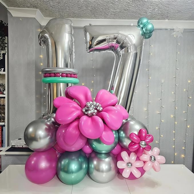 40 Inch 25th Birthday Balloons for Men, Mylar Self Inflating Silver 25 Balloon Number, Big Foil 2 & 5 Helium Balloons for Women 25 Year Old Birthday Party Decorations Women Anniversary Decor Supplies