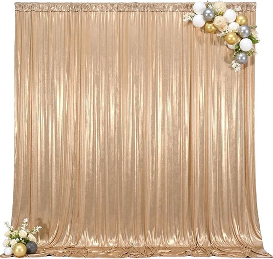 20×10FT Champagne Backdrop Curtain Shimmer Sequin Photo Backdrop Drapes Wrinkle-Free for Wedding Party Background Birthday Graduation Back Drop Bridal Baby Shower Christmas Halloween Stage Decor