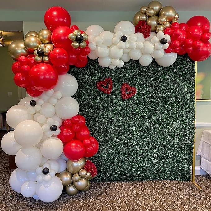 Red White Balloons Garland Kit 134 Pack Different Sizes 18/12/10/5 inch Matte Red Matte White Latex Balloons and Red Confetti Balloons for Wedding Birthday Party Accessory Arch Christmas Decoration
