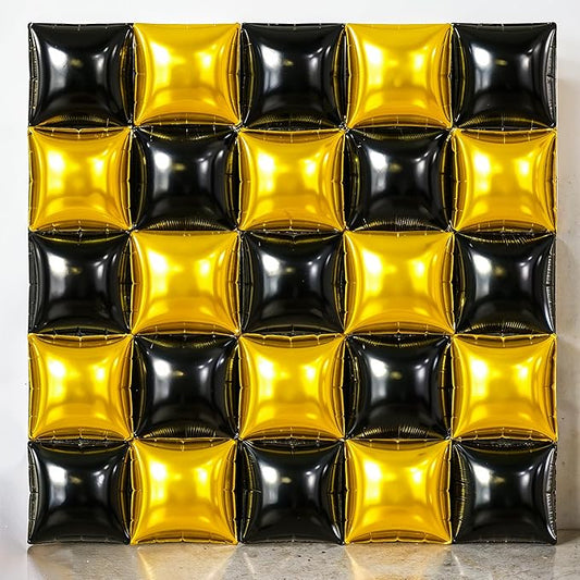 KatchOn, Gold and Black Square Foil Balloons - 19 Inches, Pack of 25 | Gold and Black Wall Backdrop, Graduation Backdrop for Graduation Decorations 2026 | Black and Gold Wall Decor, Anniversary