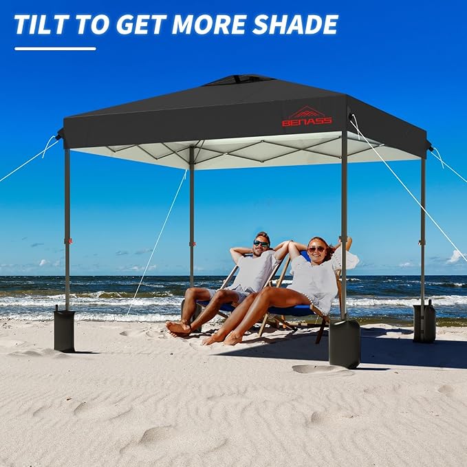 12x12 Pop Up Canopy, Easy Up Canopy Tent, Heavy Duty Tents for Parties, One Person Set Up Event Tent, Black