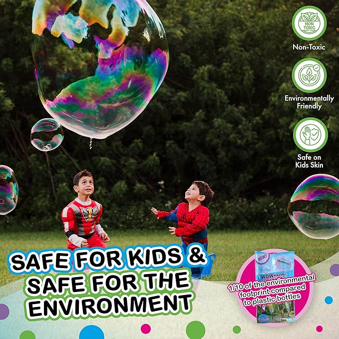 WOWmazing Grab-N-Go Kit: Incl. Wand, Jumbo Bubble Concentrate, Bucket, and Tips & Trick Booklet | Outdoor Toy for Kids, Boys, Girls | Bubbles Made in The USA