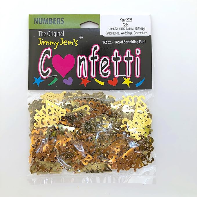 Confetti Year 2026 Gold - 3 Half Oz Bags (1.5 oz) #7342 Q03