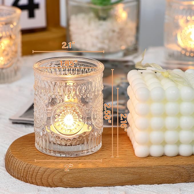 Lanttu 12 Pcs Clear Glass Votive Candle Holders for Wedding Table Centerpiece, Clear Tea Lights Candle Holders Bulk for Dinner Birthday Bridal Shower, Christmas, Thanksgiving Party Decor