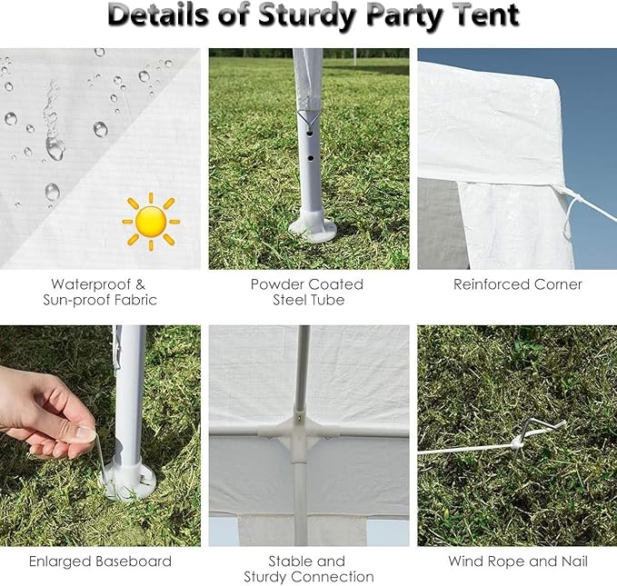 10x30 FT Heavy Duty Party Tent, Outdoor Wedding Canopy Tents with Removable Sidewalls, for Parties, Canopy Event Tent Waterproof Gazebo Shelter for Birthday Parties, Weddings, BBQs & Events (8 Sides)