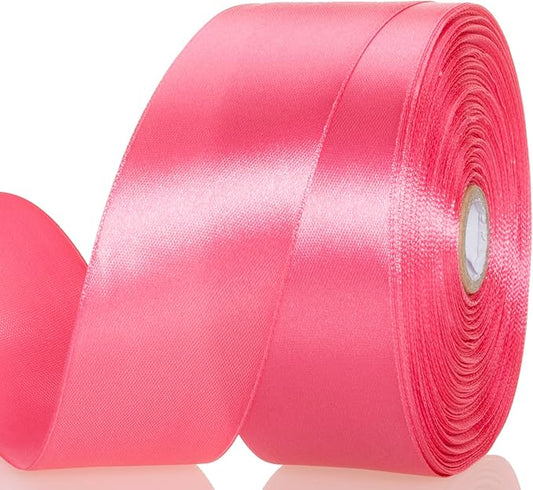 YASEO 1 1/2 Inch Brink Pink Solid Satin Ribbon, 50 Yards Craft Fabric Ribbon for Gift Wrapping Floral Bouquets Wedding Party Decoration
