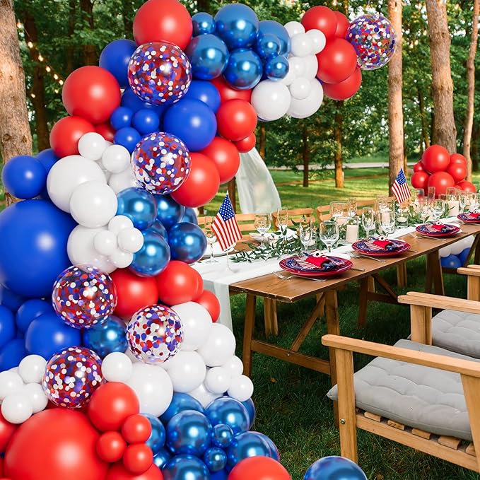 Red White Blue Balloon Garland Arch Kit for 4th of July Independence Day Veterans Memorial Day Baby Shower Birthday Party Baseball Patriotic Theme Party Red White and Blue Decorations
