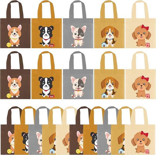 BANBALLON 20 PCS Dog Party Treat Bags - Puppy Non-Woven Goodie Bags for Kid & Baby Showers, Dog Theme Party Supplies