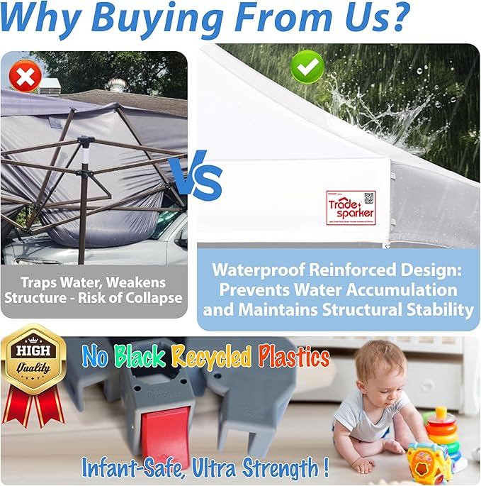 Tradesparker Pop Up Tent,Commercial Movable Canopy with ApexCore LED&Rugged Casters-Instant Easy Setup Shelter Canopies with Weight Bags&Stakes for Outdoor Events(8x12, with 4 Sidewalls, Blue)