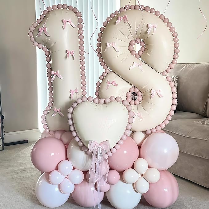 40 Inch Beige Number 1 Balloon for 1st Birthday Decoration, Large Self Inflating Cream Foil Number Balloons 0-9 for Boys Girls, White Sand 1 Helium Balloons for Women Men Party Anniversary Supplies