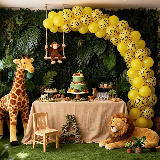 Gold Cheetah Print Balloons, 12 Inch Safari Animal Leopard Print Latex Helium Balloons Jungle Animal Decorations for Kids Wild Wildlife Cheetah Zoo Baby Shower Birthday Theme Party Decorations