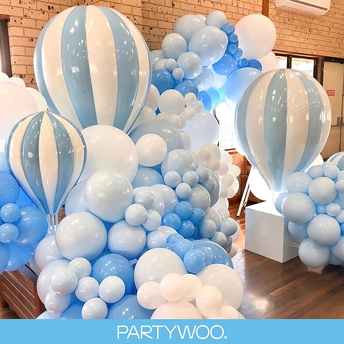 PartyWoo Light Blue Balloons 140pcs Different Sizes Pack of 18 12 10 5 Inch Baby Pastel Blue Balloon Arch Kit for Baby Shower Gender Reveal Graduation Mermaid Birthday Pool Party Decorations Blue-Y20