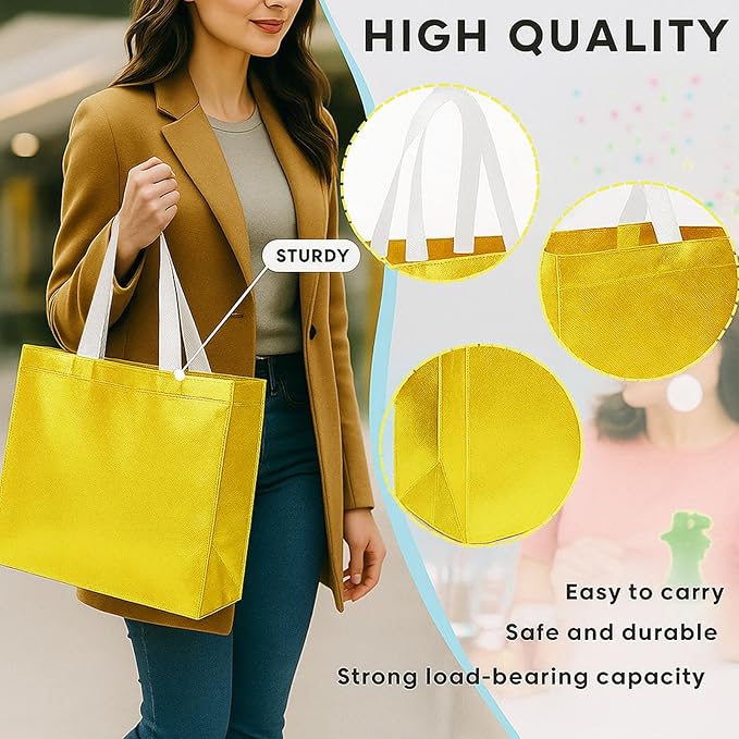 VGOODALL 15PCS Gold Gift Bags with Handles, 12.6 x 5 x 11 Reusable Large Party Favor Bags for Birthday, Wedding