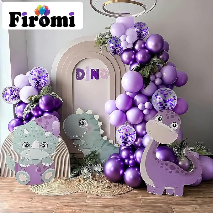 Firomi Metallic Purple Balloons Set 12-inch 70 Pack Chrome Purple and Premium Latex Lavender Lilac and Purple Confetti Balloons for Birthday Bridal Shower Wedding Party (with 2 Ribbons)