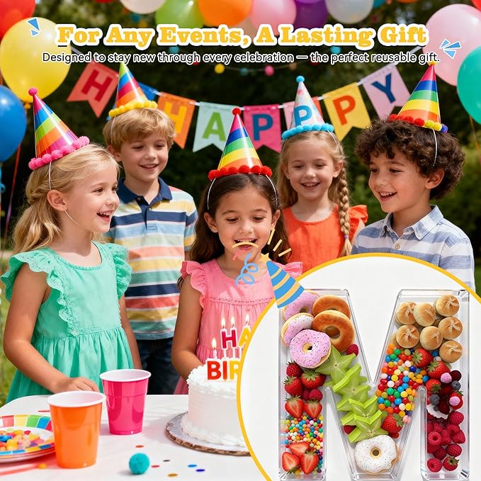Ledido 10’’ Acrylic Number Charcuterie Board Box, Reusable Fillable Serving Tray for Candy Cake Fruit Snack, Easy-Clean Acrylic Charcuterie Tray for Birthday Anniversary Party Decorations, Number 25