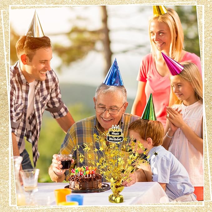 Soaoo 6 Pcs 50th Birthday Spray Centerpiece Gold Metallic Glitter Foil for Party Table Centerpiece with Different Cards N'burst for 50th Birthday Party Decoration