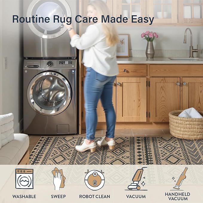 Lahome Easy Jute Boho Hallways Rug, 2x8 Runner Rug for Kitchen, Nature Non Slip Washable Indoor Outdoor Carpet, Low Pile Front Door Carpet for Entry Laundry Room Foyer Decor