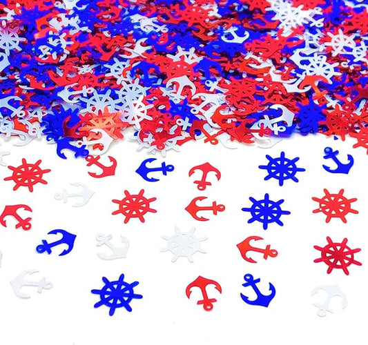 Werich Nautical Anchor Ship Wheel Confetti Metallic Foil Table Scatter for Party Decorations Aluminum Foil Confetti for Birthday, Wedding, Baby Shower, Graduation, Nautical Theme Events