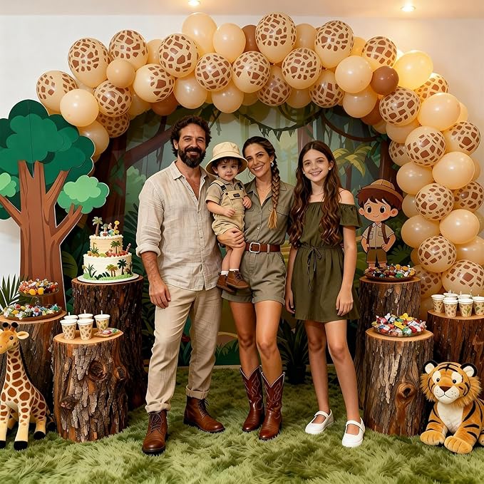 Giraffe Print Balloons Set, 12 Inch Safari Animal Deer Print Latex Balloons for Kids Two Wild One Birthday Decorations Baby Shower Forest Woodland Zoo Jungle Wildlife Theme Safari Party Decorations