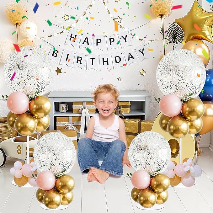 8 Pack Clear Acrylic Balloon Stands - 15.75 Inch Tabletop Display Stands with Non-Slip Base for Party, Wedding, Birthday Centerpiece Decor(Balloons Not Included)