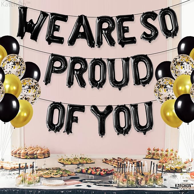 KatchOn, Black We Are So Proud of You Balloons - 16 Inch, Pack of 16 | Proud Of You Balloon for Graduation Decorations 2026, Graduation Balloons, 2026 Graduation Decorations