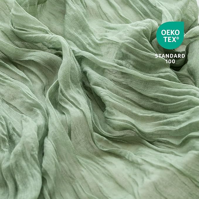 Sioloc Sage Green Cheesecloth Table Runner 120'' x 35'',Spring Easter Decor Soft Gauze Boho Wedding Table Decor for 10ft Table Birthday Party,Baby Shower, Bridal Shower, Home & Event Decor